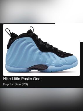 NWT Nike Little Posite One Kids' Shoes Blue/Blk. Size: 10c